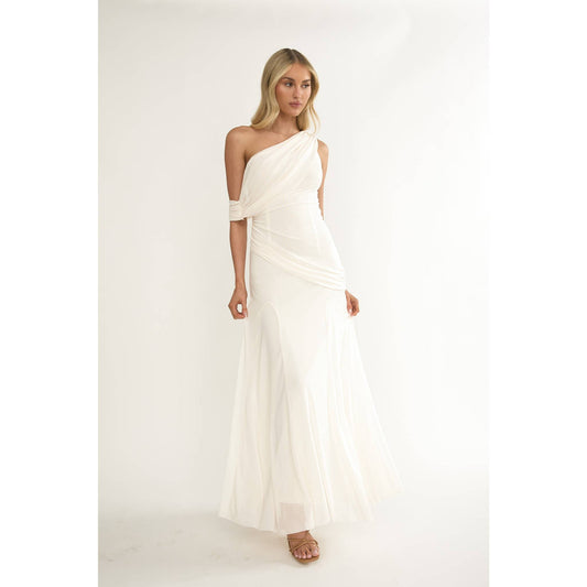 One Shoulder Wrap Maxi Dress