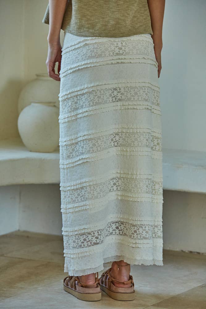 Woven Lace Pencil Midi Skirt