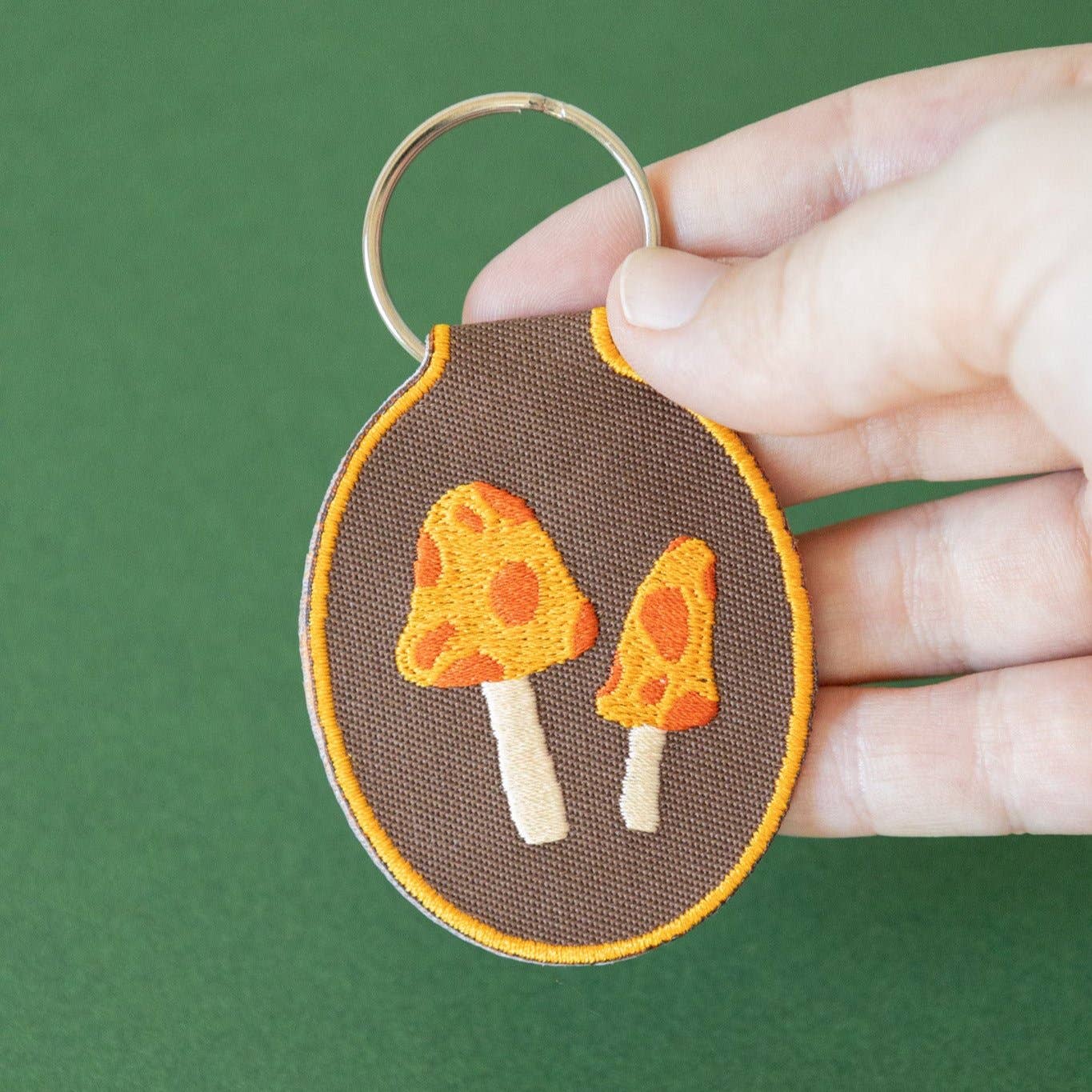 Mushroom Embroidered Keychain | fall, fungi, spotted