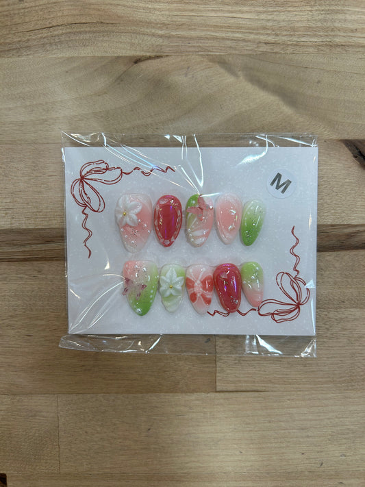 Pink and Green Nails