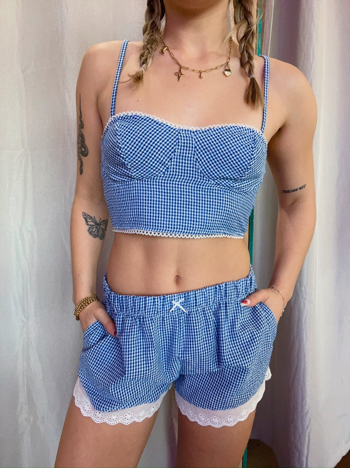 Gingham Lace Shorts