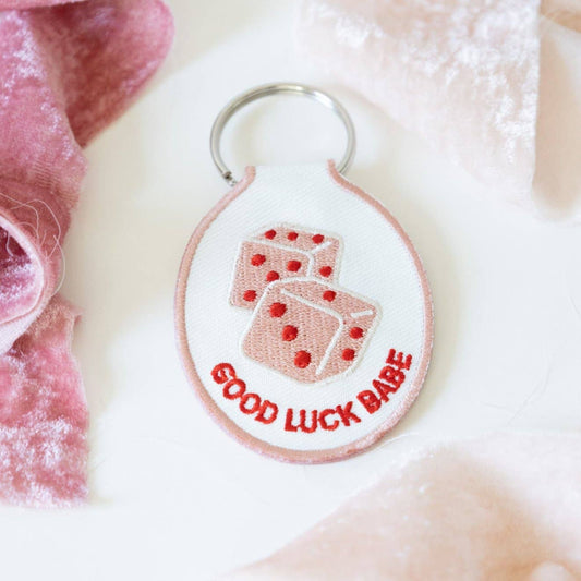 Dice Embroidered Keychain | good luck babe, pink pony club