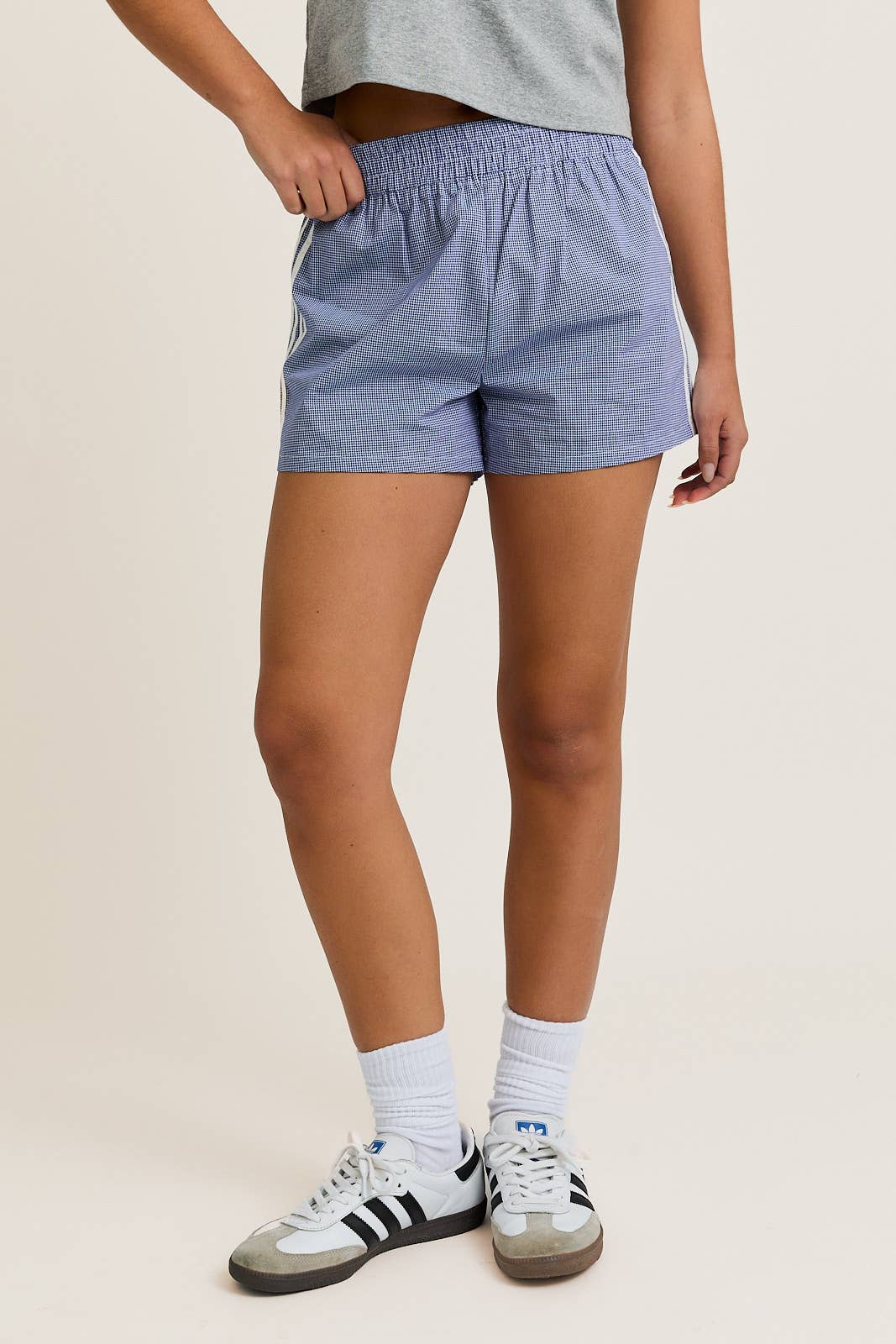 Elastic Gingham Waist Shorts