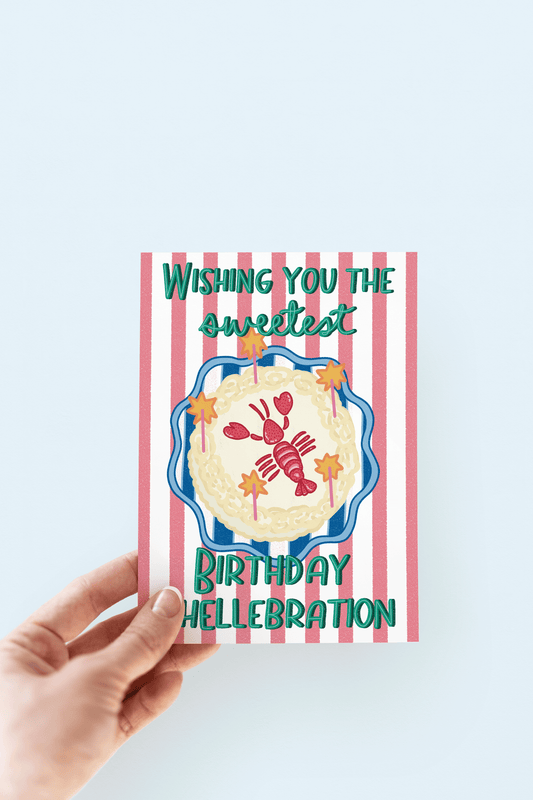 Sweetest Birthday Shellebration Lobster Cake Greeting Card