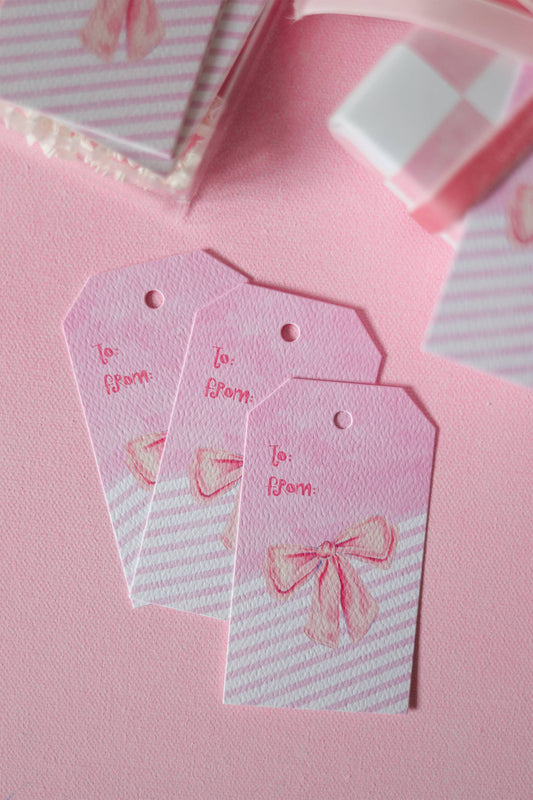 Bow gift tag set, ribbon gift tag set