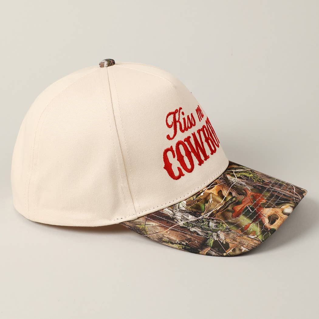 Kiss Me Cowboy Embroidery Realtree Two-Tone Cap
