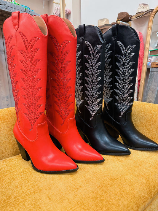 Rhinestone Tall Boots