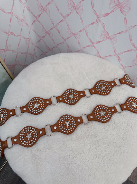 Brown Star Studded Belt