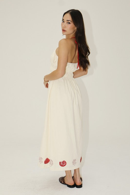 Shell Halter Maxi Dress