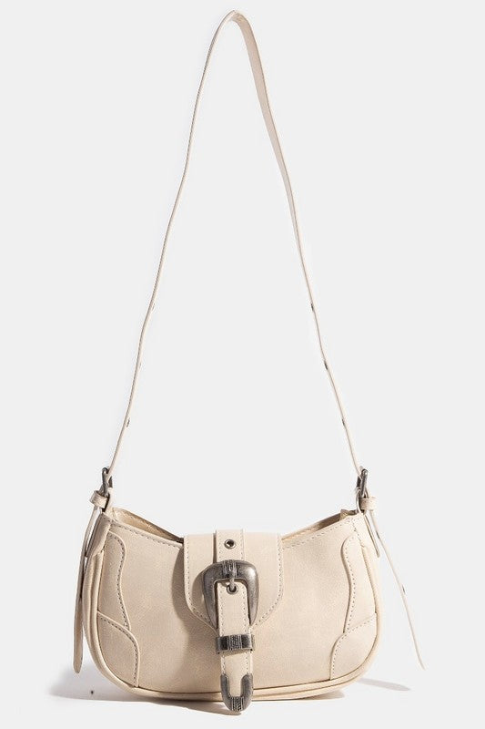 Western Buckle Accent Multi Panel Shoulder Bag