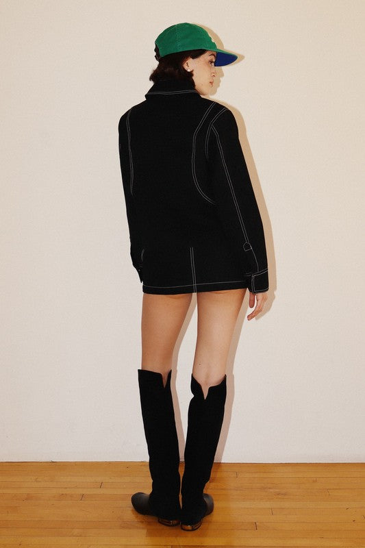 Contrast Stitch Collar Jacket