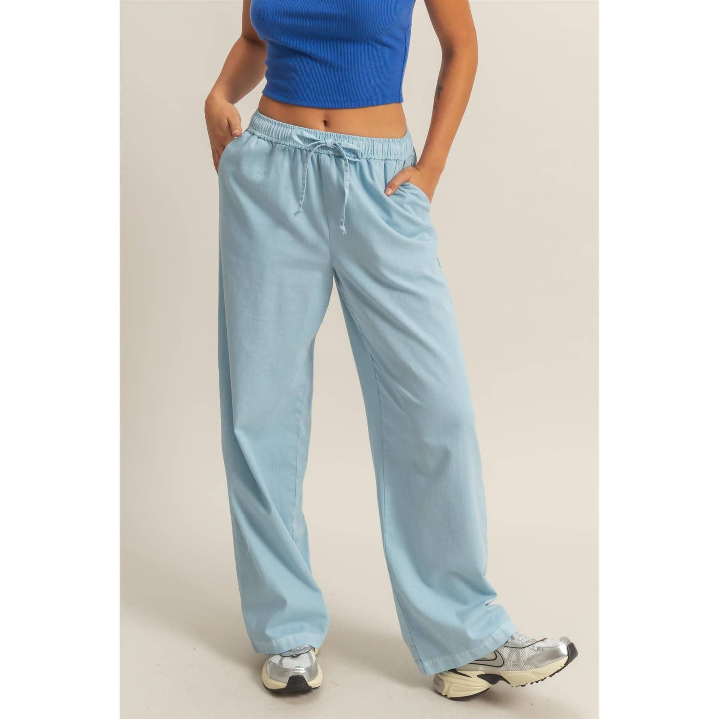 Casual Drawstring Straight Leg Pants