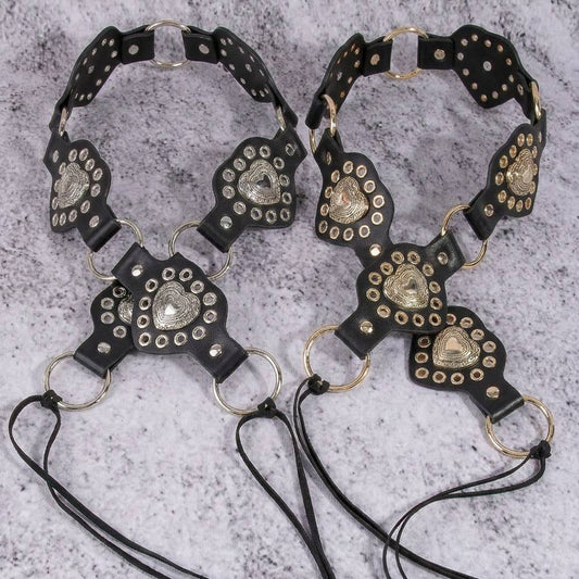 Intricate Heart Faux Leather Panels Chain Belt