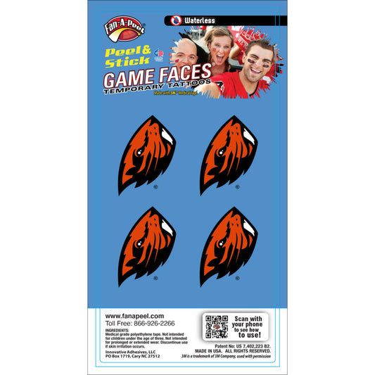 Oregon State Game Faces® Temporary Tattoos