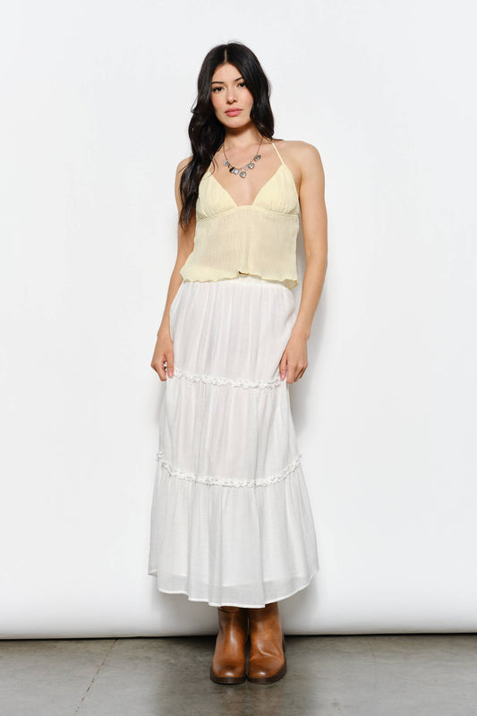 Ruffle Chiffon Maxi Skirt
