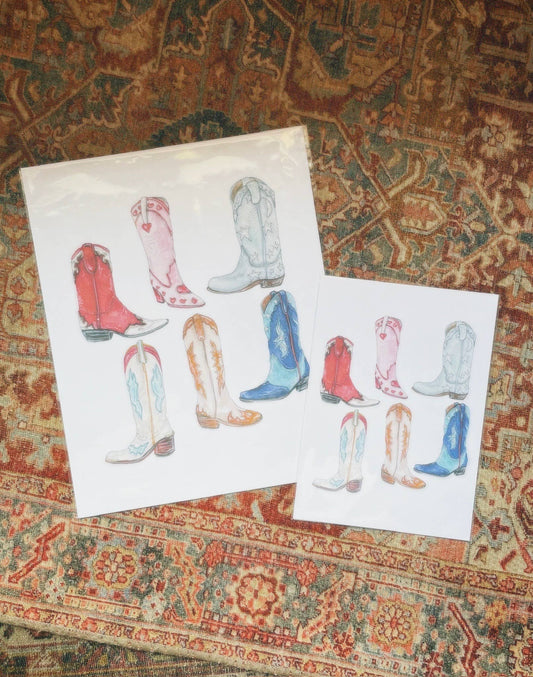 Colorful Cowboy Boots Art Print