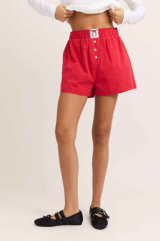High Waisted Boxy Bow Shorts