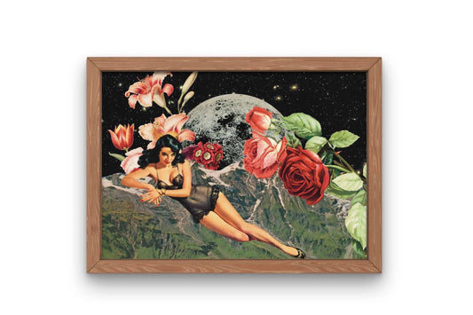 Surreal Retro Pin-up Collage, Collage Art Print, Surreal Spa