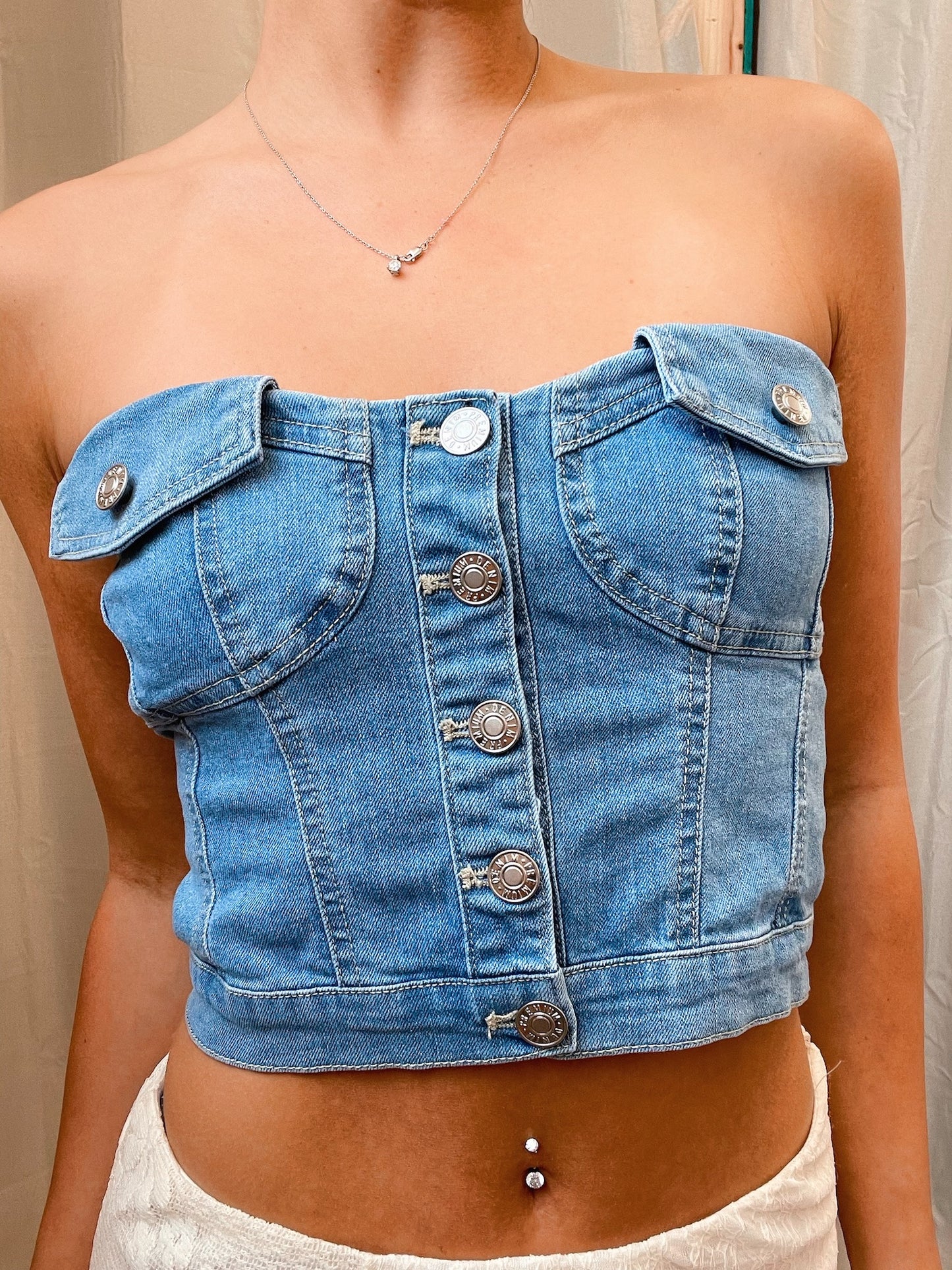 Buncha Buttons Denim Corset