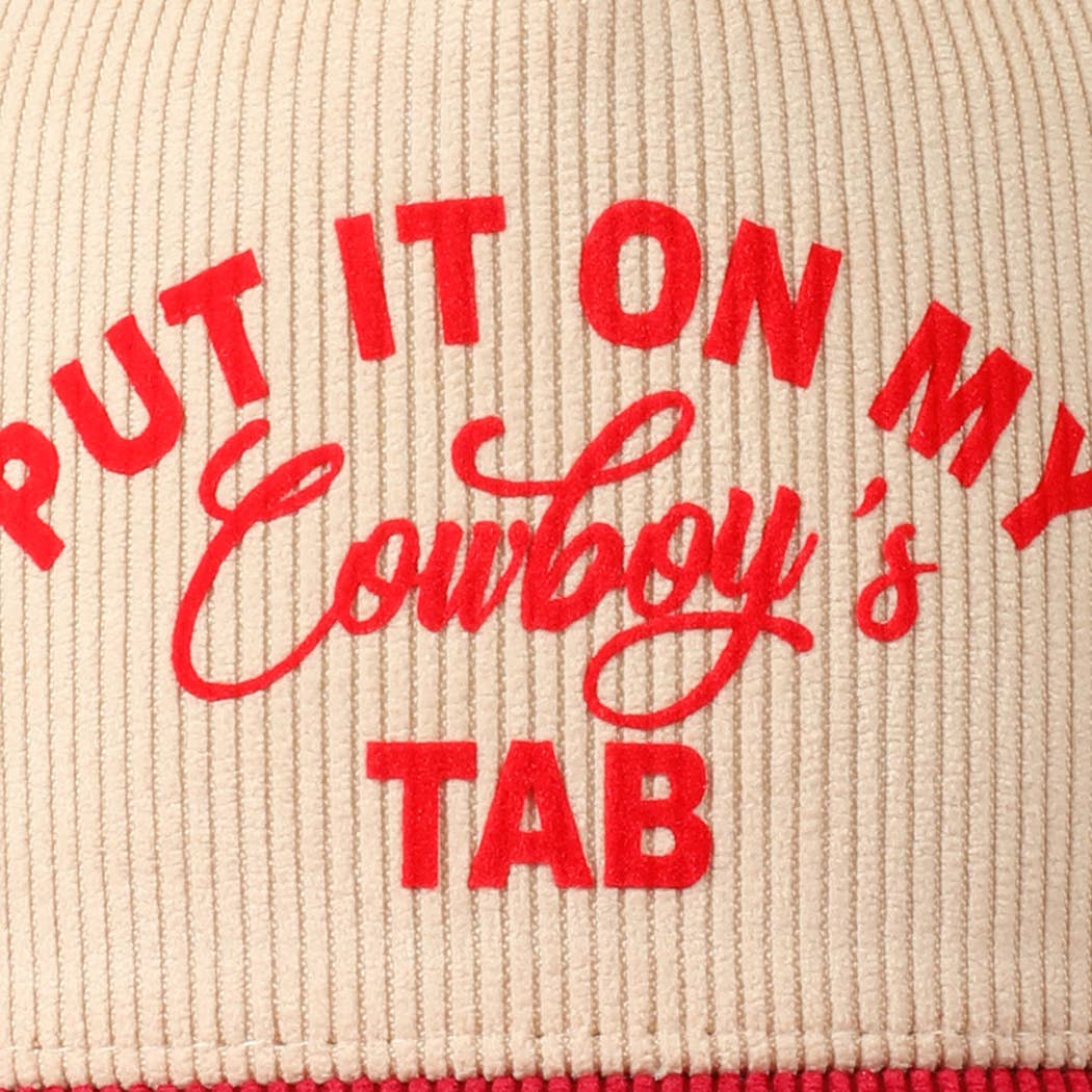 Put It On My Cowboy's Tab Two-Tone Corduroy Cap