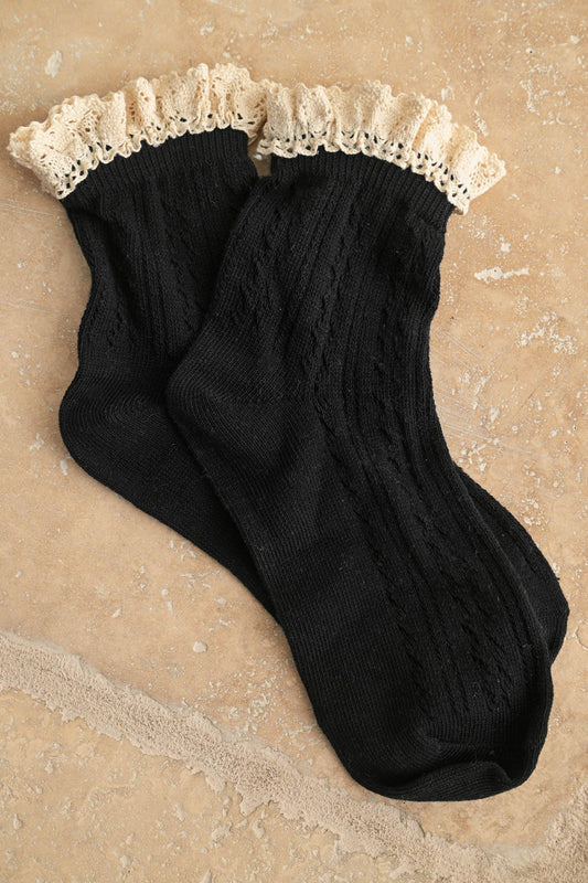 Pointelle Lace Trim Socks
