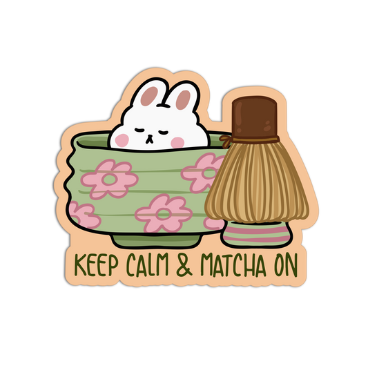 Keep Calm & Matcha On Matcha Textured Stickers