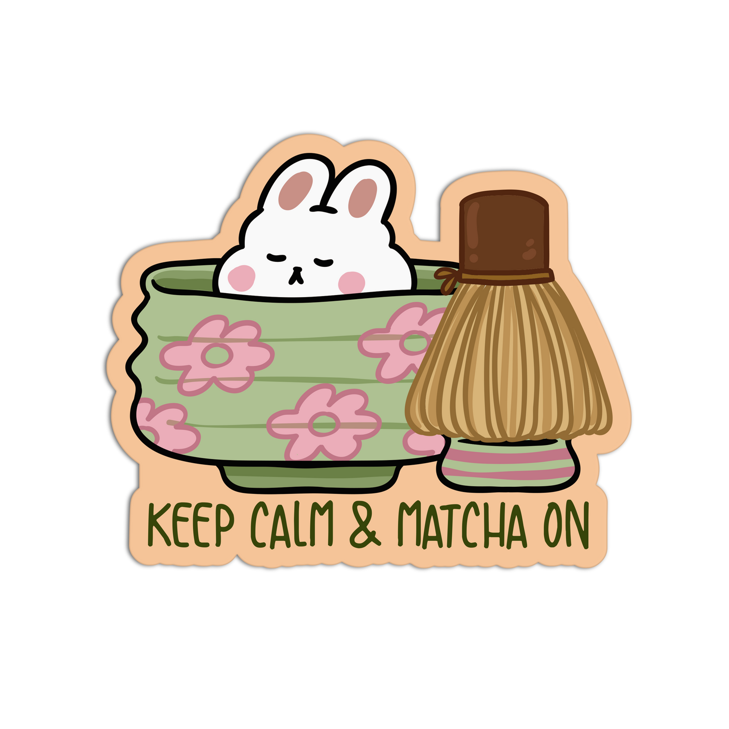 Keep Calm & Matcha On Matcha Textured Stickers