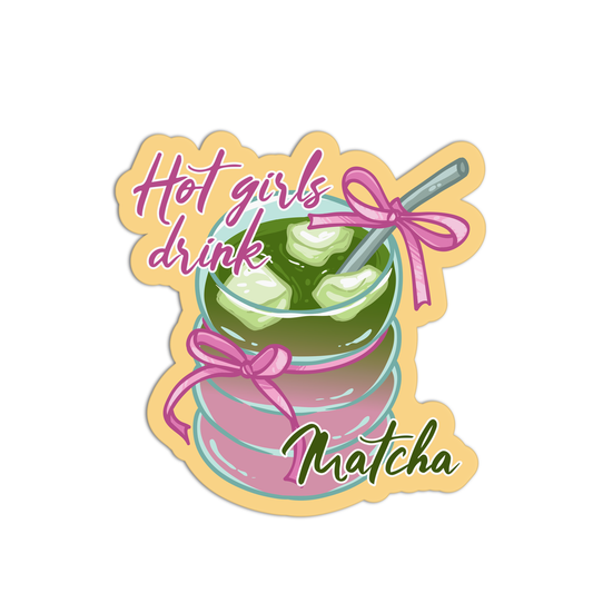 Hot Girls Drink Matcha Textured Stickers