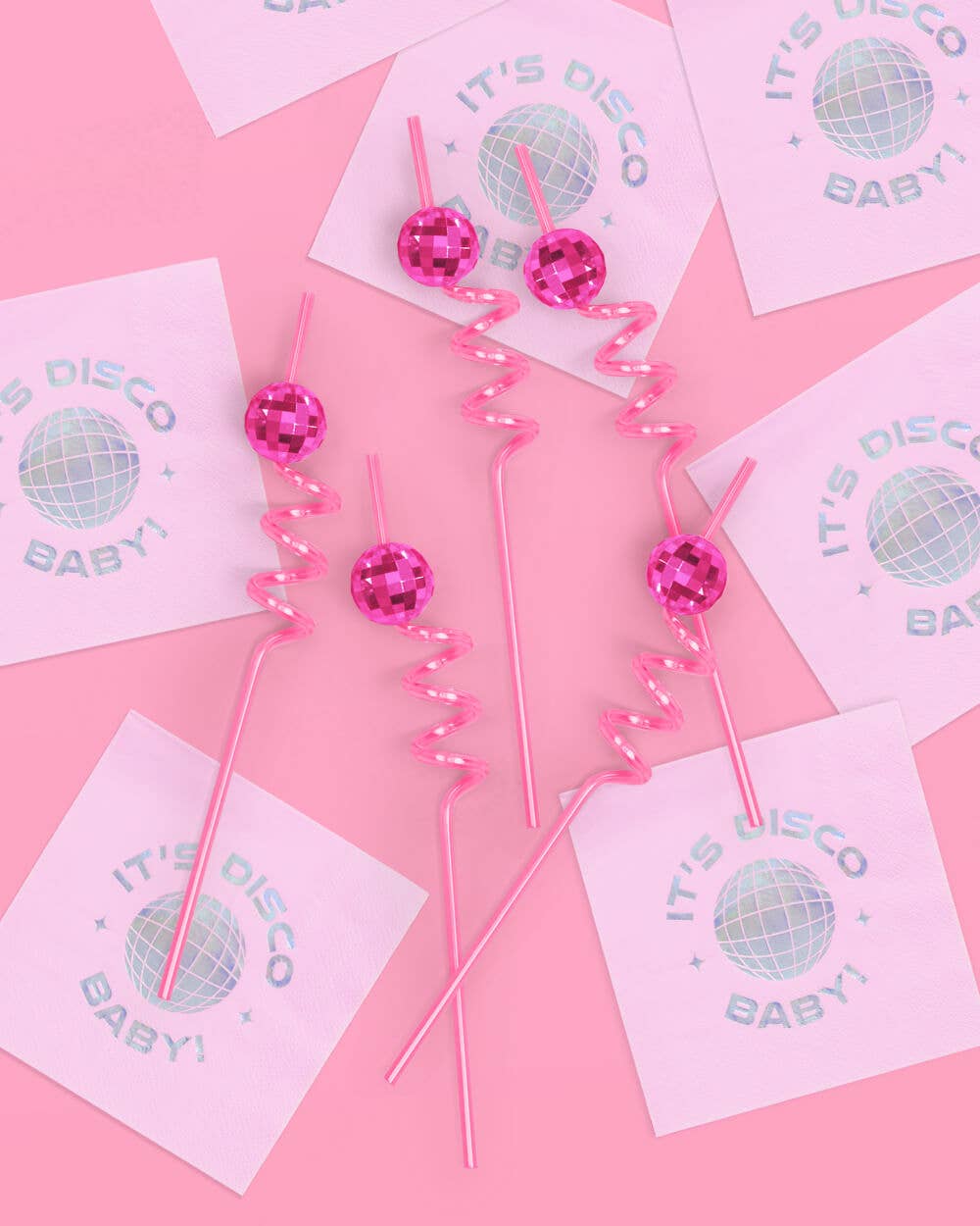 Pink Disco Straws, Groovy Bachelorette, 70s Birthday Party