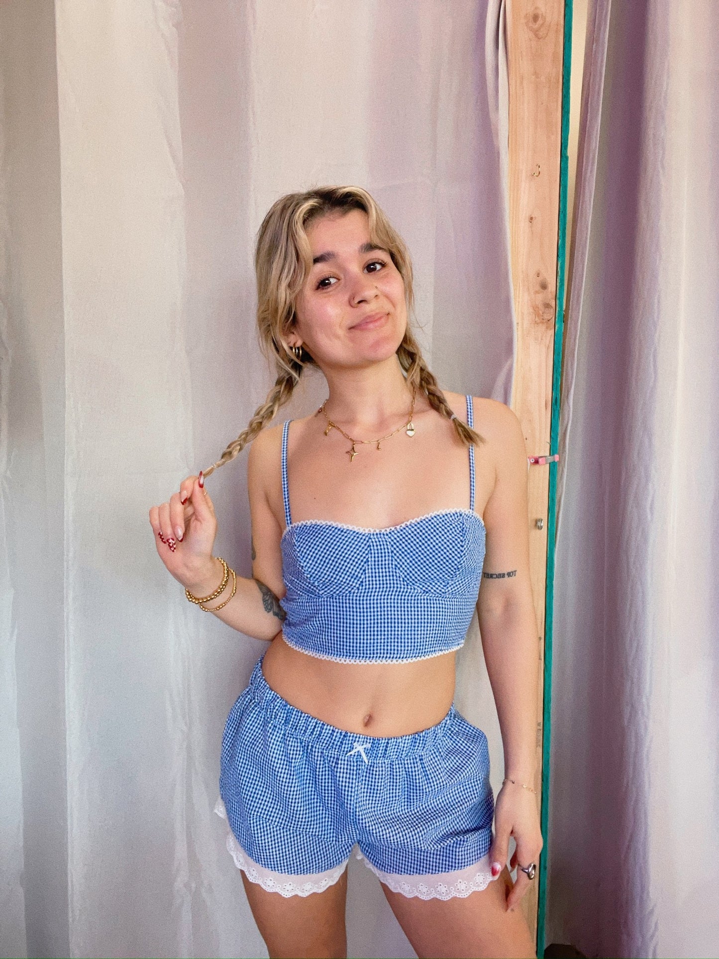 Gingham Lace Shorts