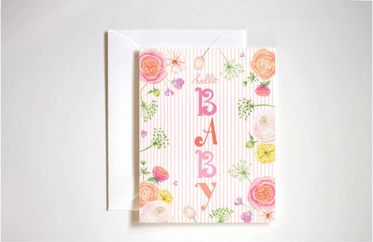 Floral hello baby card