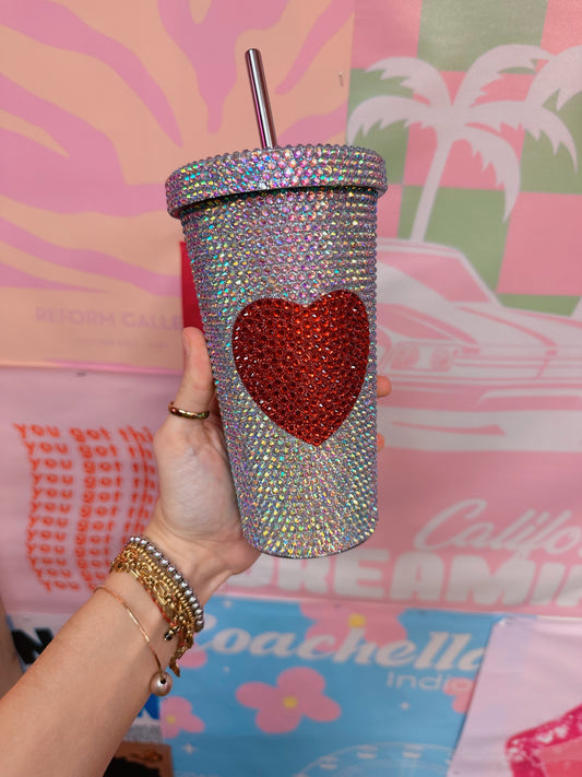 Heart Rhinestone Tumbler