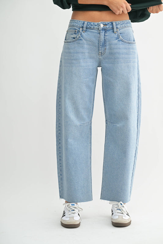 Light Mid Rise Barrel Jean