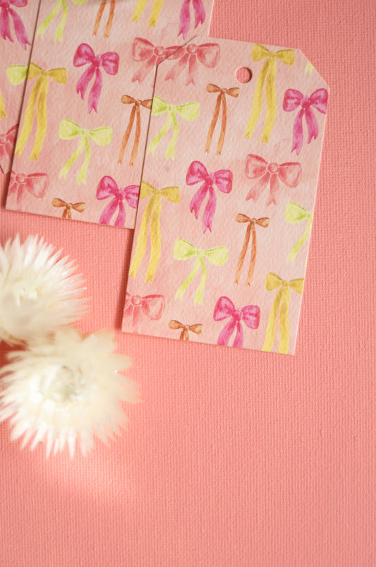 Ribbons, bows gift tag set