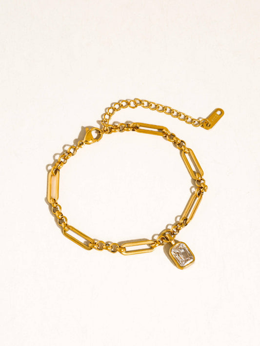 Leland 18K Gold Non-Tarnish CZ Link Bracelet