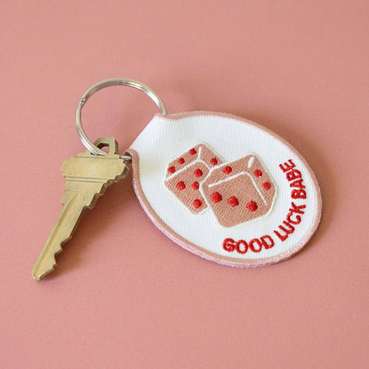 Dice Embroidered Keychain | good luck babe, pink pony club
