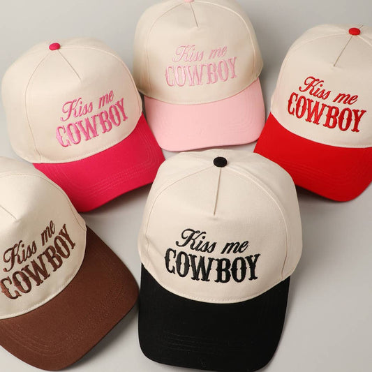 Kiss Me Cowboy Embroidery Two-Tone Cap