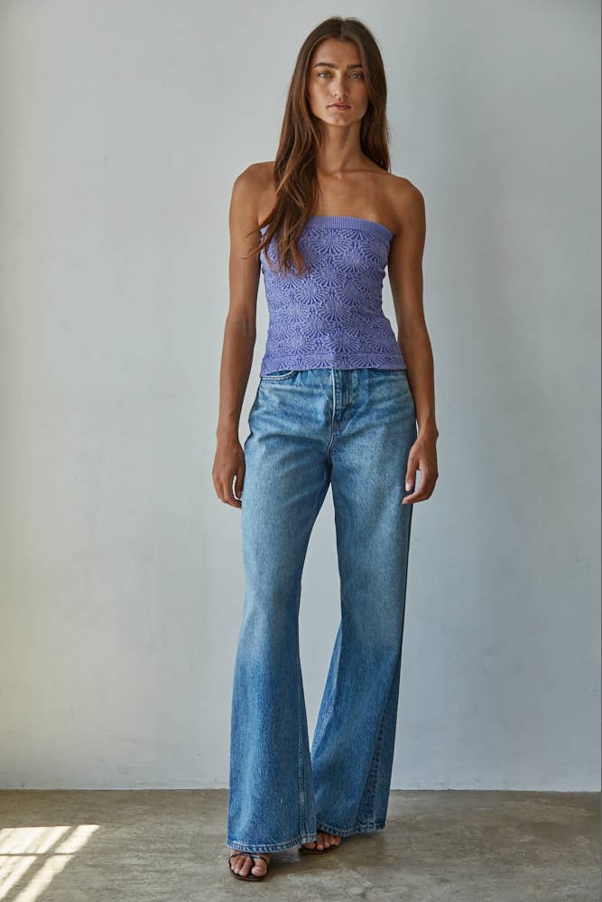 Knit Modal Nylon Spandex Seamless Jacquard Tube Top