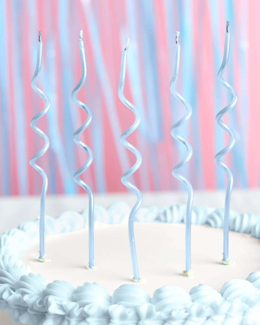 Pearl Blue Wavy Cake Candles – 10 Count | Birthday Party