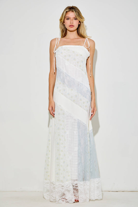 Floral & Lace Sleeveless Midi Dress