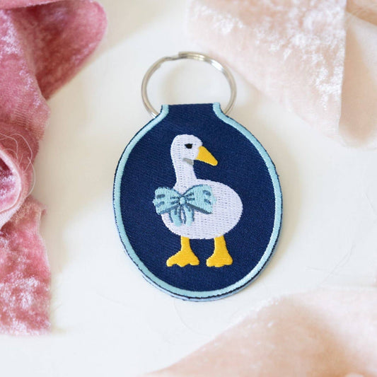 Duck Embroidered Keychain | lucky duck, denim, coquette