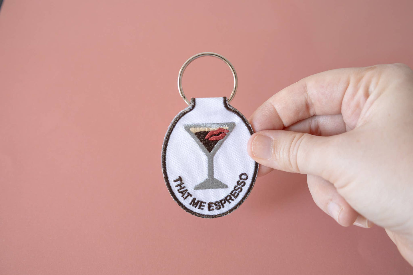 Espresso Embroidered Keychain