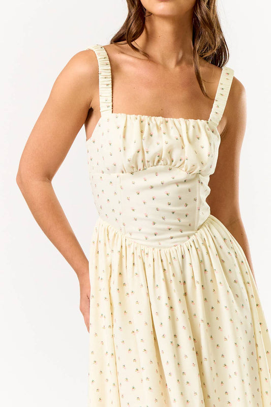 Elastic Strap Maxi Flare Dress