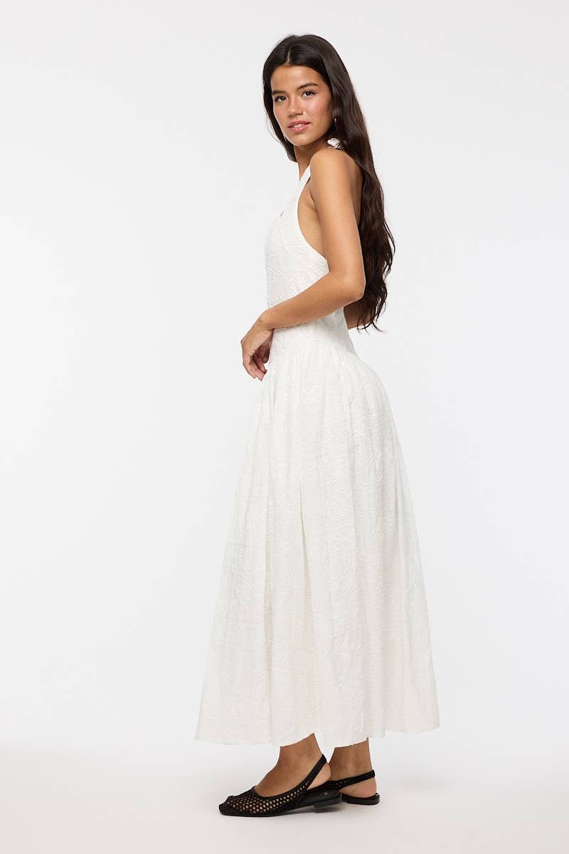 Bohemian Style White Halter Dress