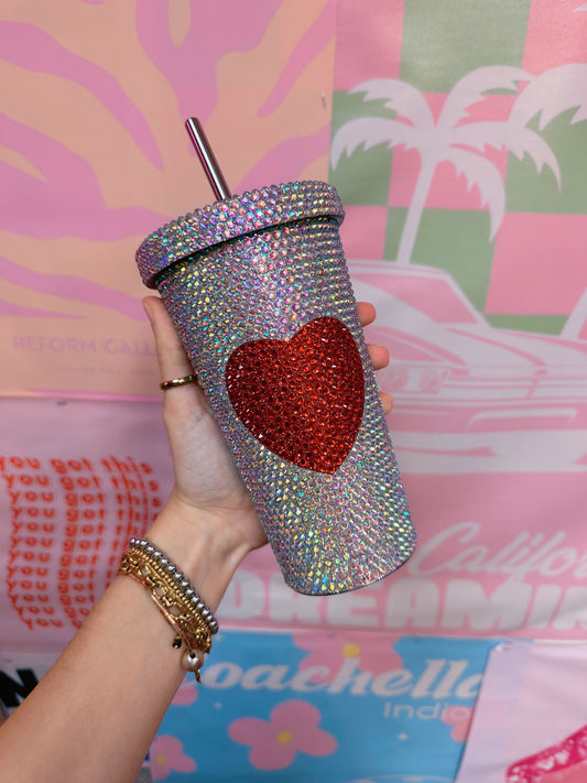 Heart Rhinestone Tumbler