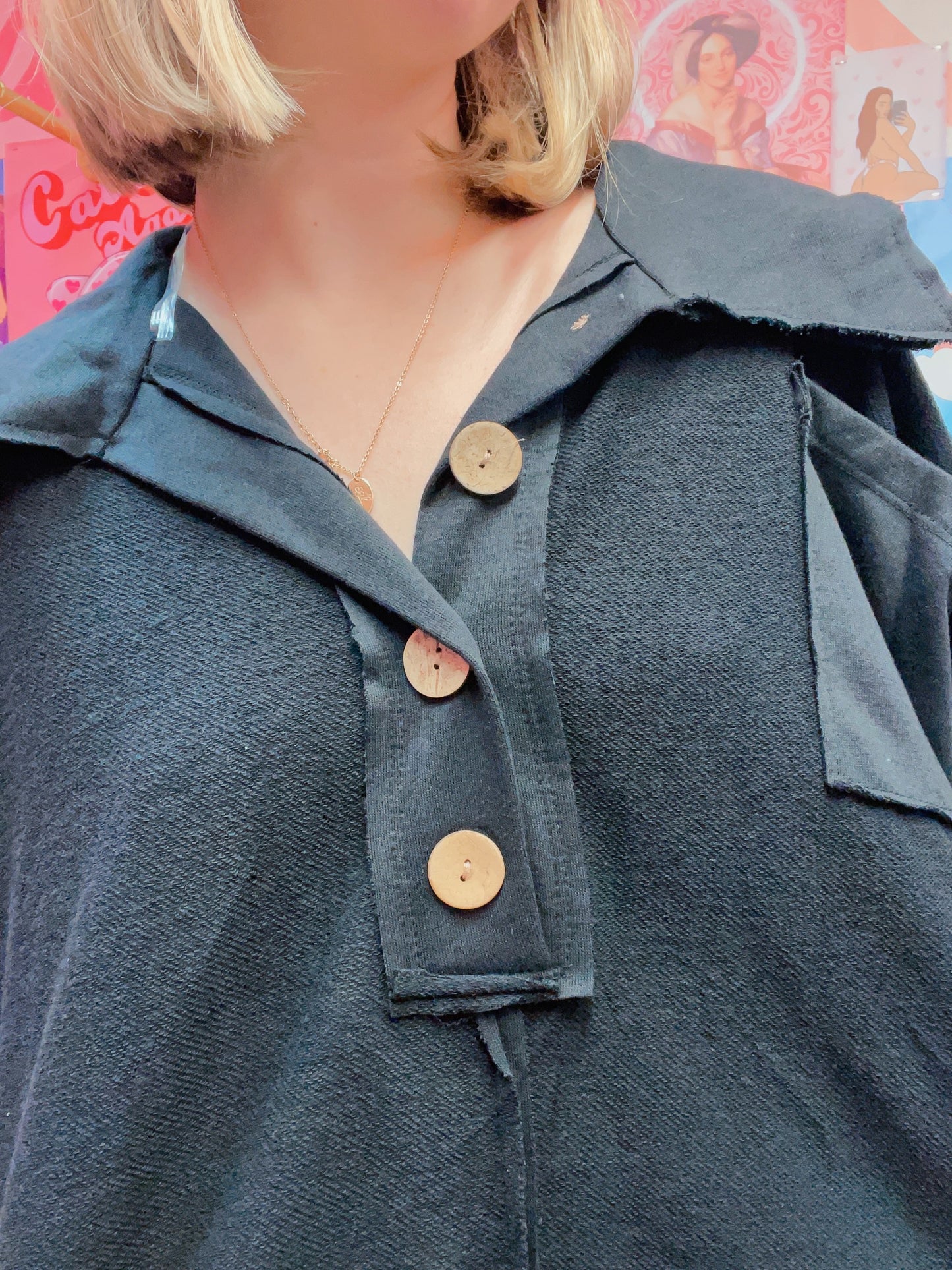Blue Buttercup Black Pullover