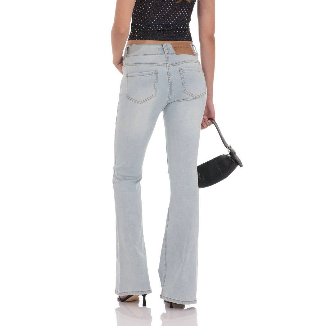 Low Rise Flare Jeans in Light Denim