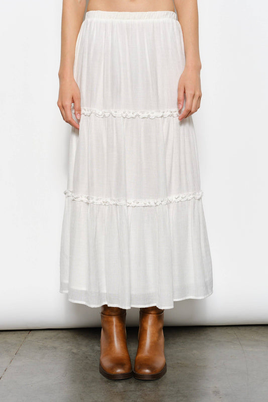 Ruffle Chiffon Maxi Skirt