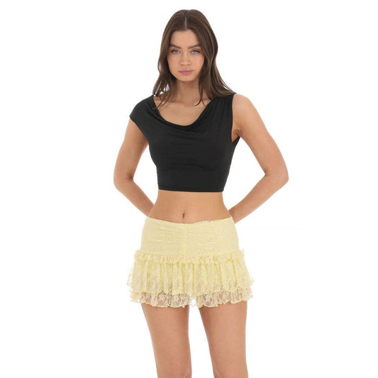 Lace Ruffle Skort in Yellow