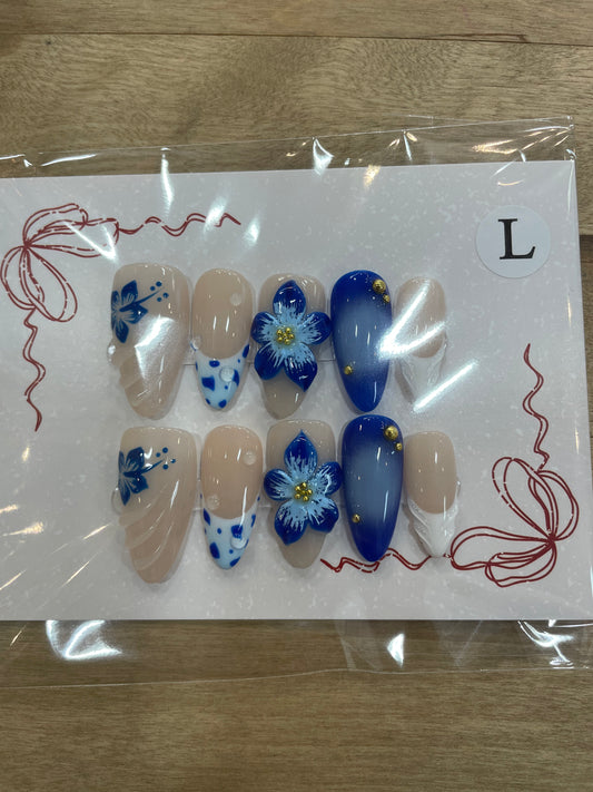 Ocean Blue Press On Nails